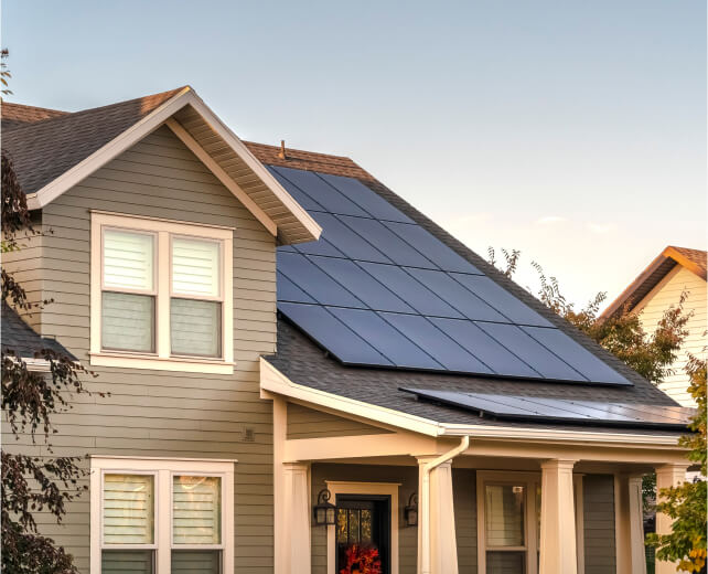 solar panels on a house roof